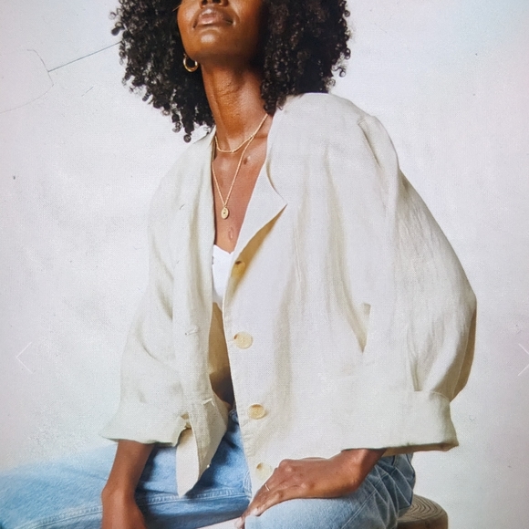 VELVET* By Graham & Spencer, Brielle linen button front long sleeve jacket XL - Picture 14 of 16